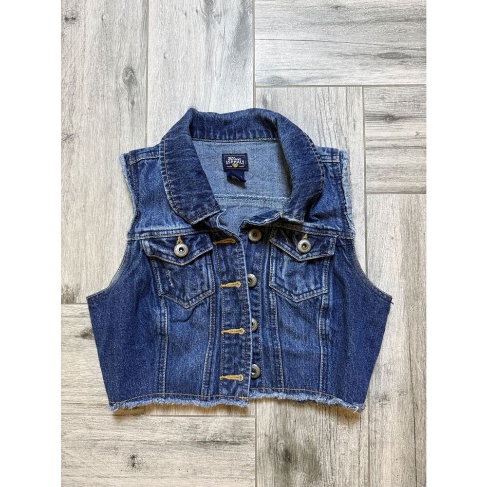 Asphalt Blue Denim Jacket with Navy and Yellow Logo